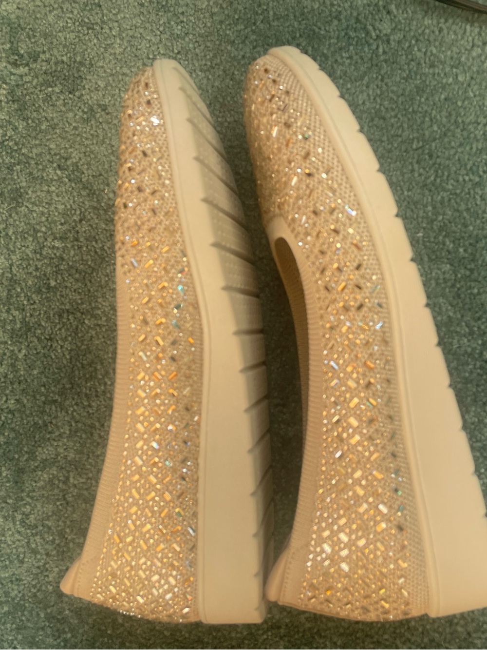 Skechers Women's Glittery Champagne Nude Slip-On Ballet Flats - Picture 2 of 3
